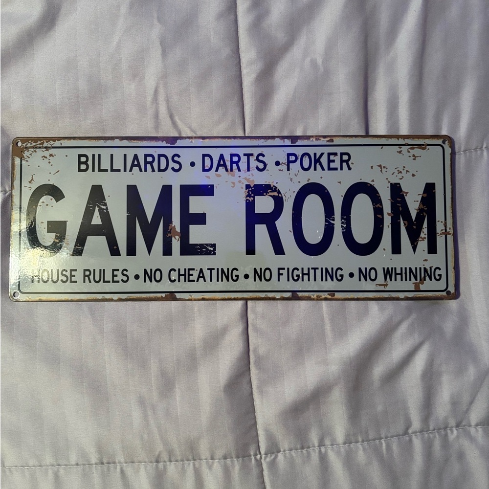 Vintage Style Game Room Sign - Black and White
